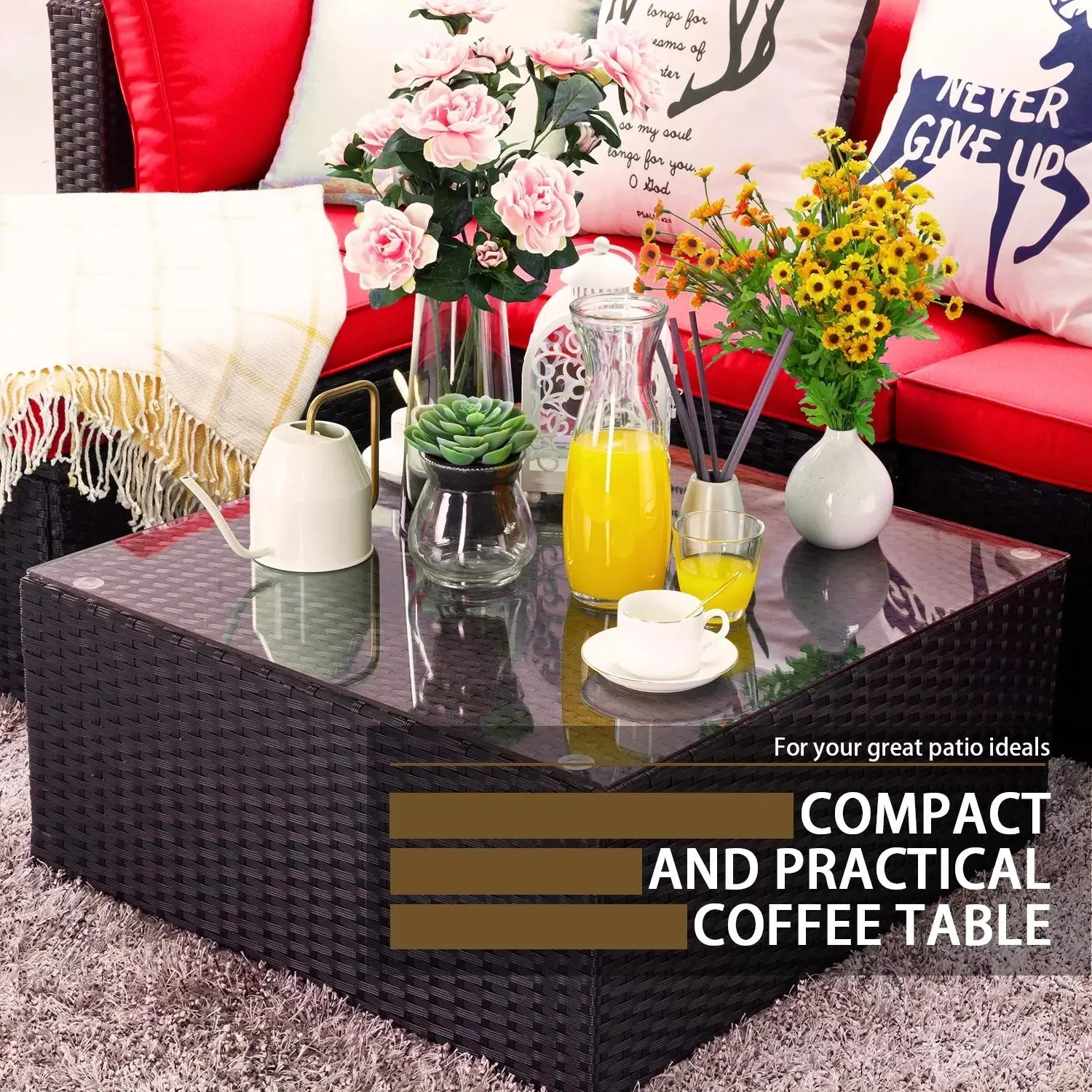 Vitesse 5 Pieces L Shaped Modular Patio Furniture Sets with Ottoman - Image 22