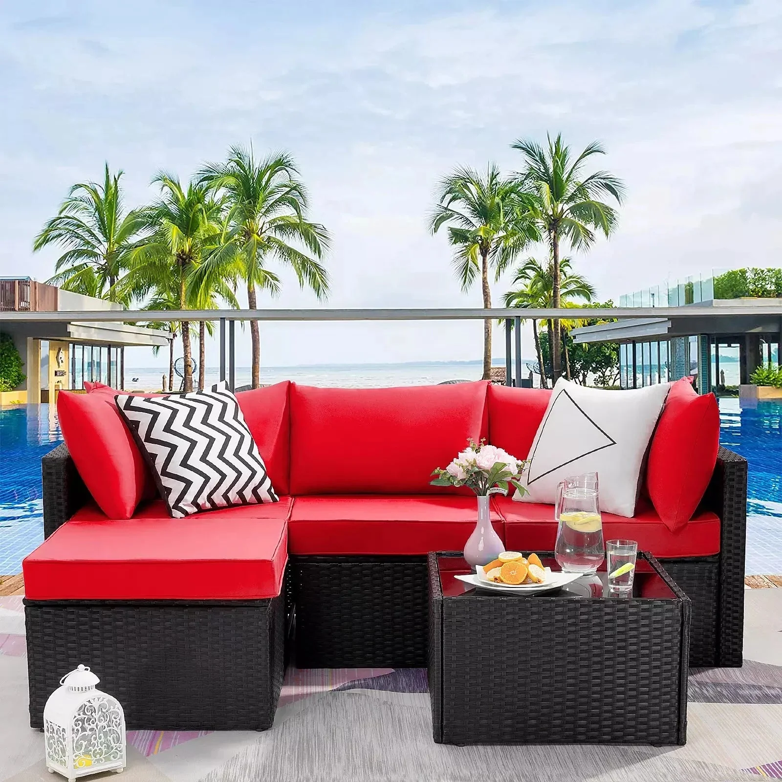 Vitesse 5 Pieces L Shaped Modular Patio Furniture Sets with Ottoman - Image 25