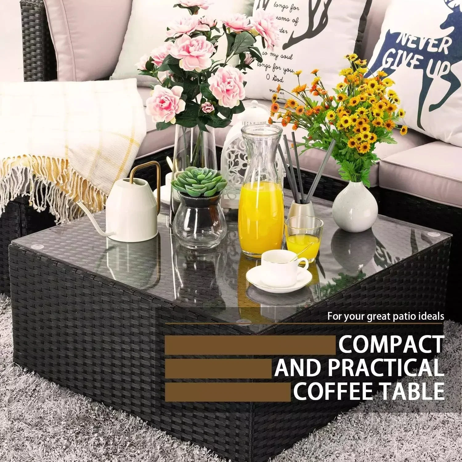 Vitesse 5 Pieces L Shaped Modular Patio Furniture Sets with Ottoman - Image 5