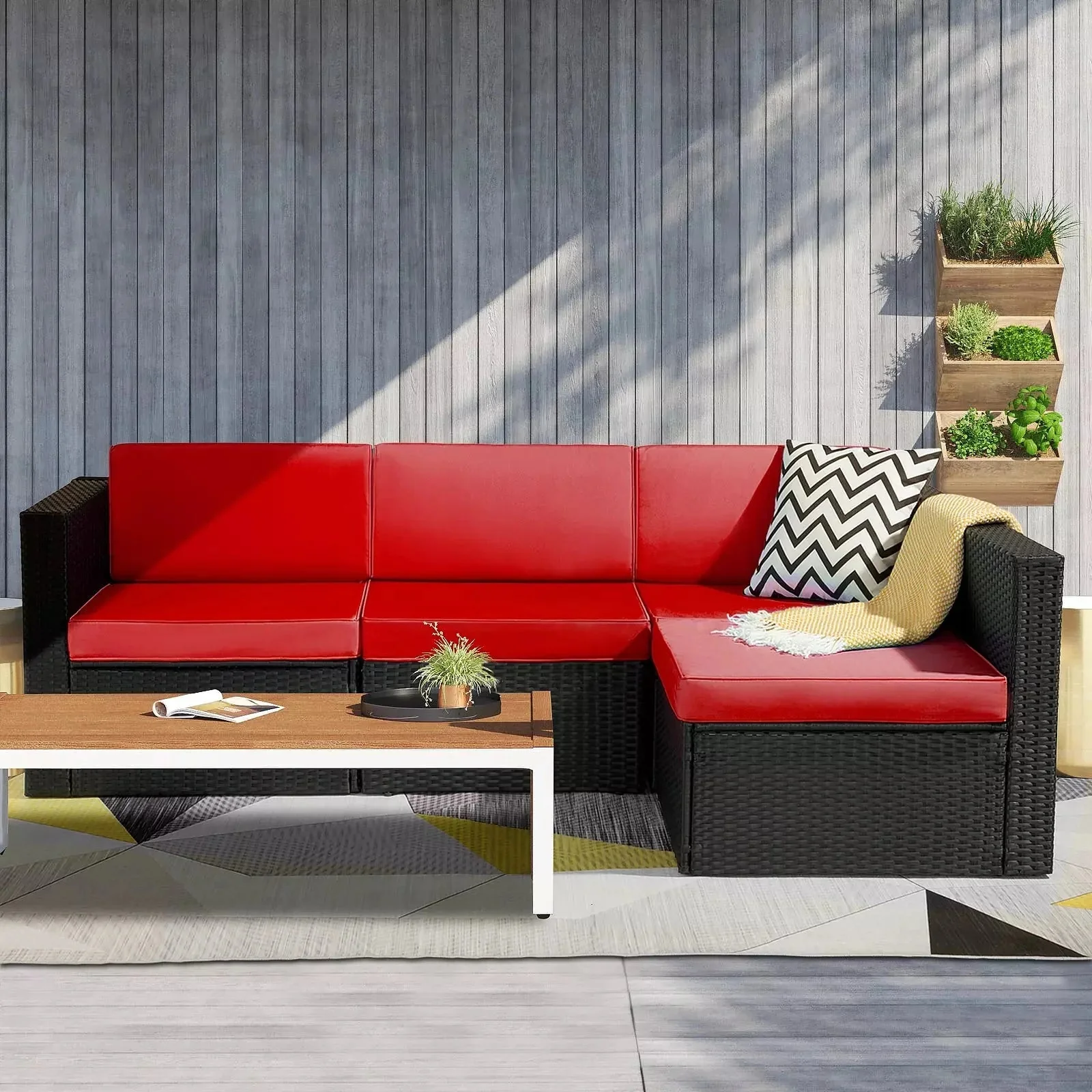 Vitesse 5 Pieces Patio Furniture Sets, Outdoor Sectional Sofa with Table - Image 18