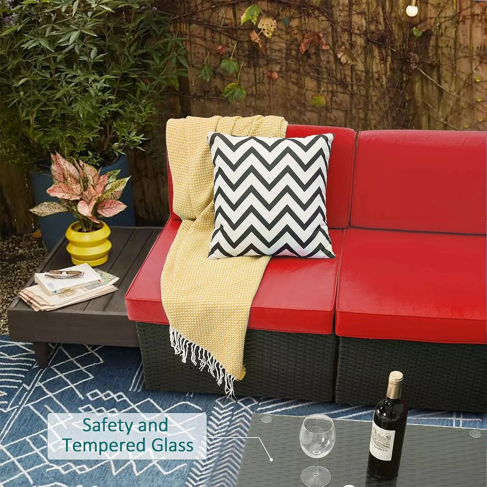 Vitesse 5 Pieces Patio Furniture Sets, Outdoor Sectional Sofa with Table - Image 19