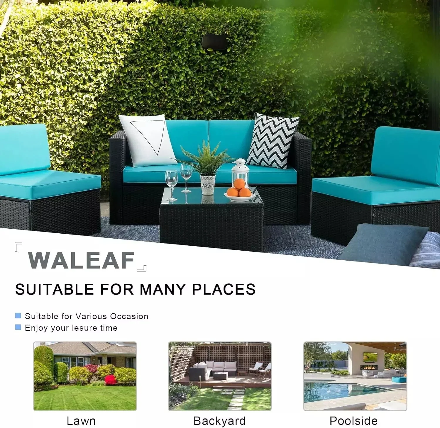 Vitesse 5 Pieces Patio Furniture Sets, Outdoor Sectional Sofa with Table - Image 29