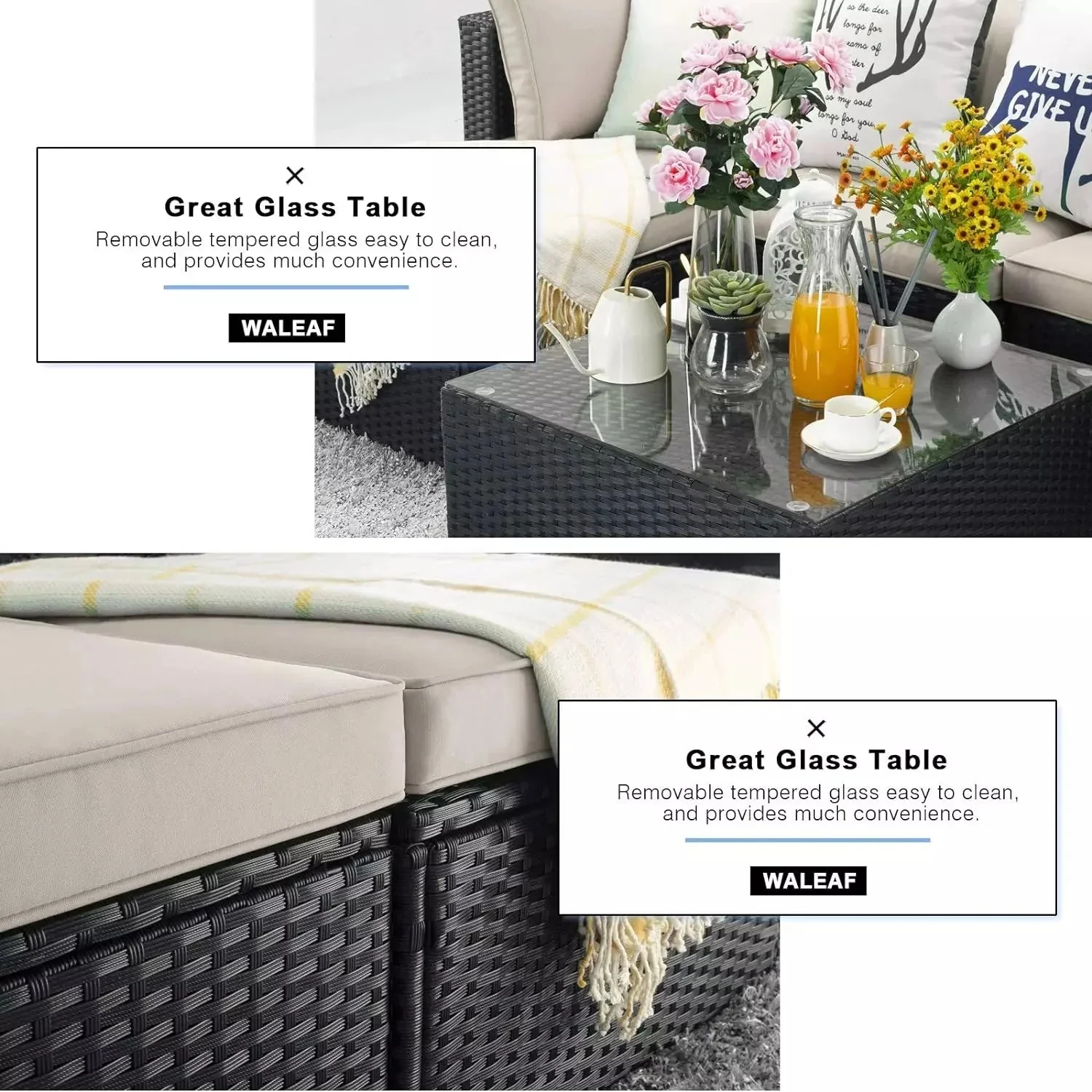 Vitesse 5 Pieces Patio Furniture Sets, Outdoor Sectional Sofa with Table - Image 32