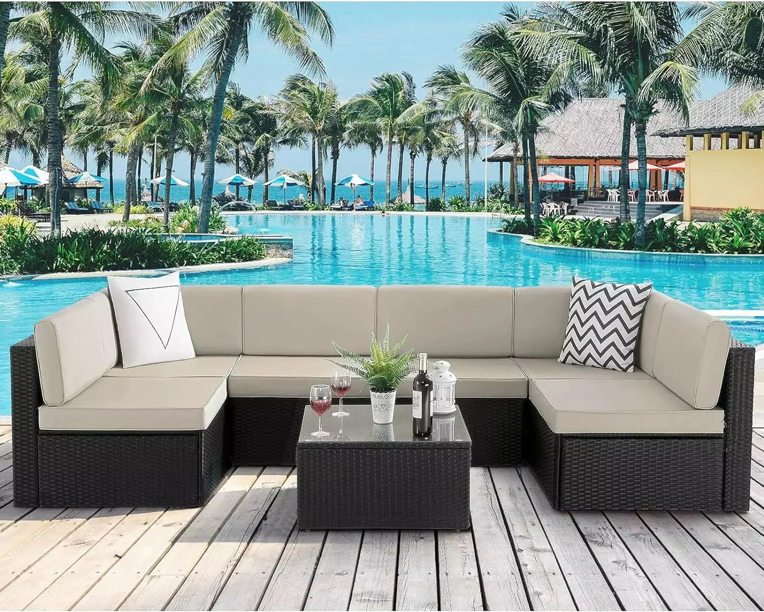 Vitesse 5 Pieces Patio Furniture Sets, Outdoor Sectional Sofa with Table - Image 34