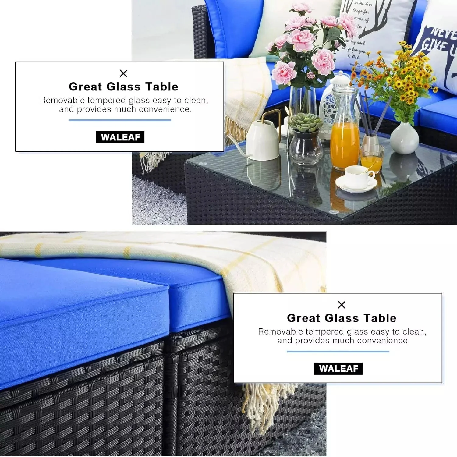 Vitesse 5 Pieces Patio Furniture Sets, Outdoor Sectional Sofa with Table - Image 40