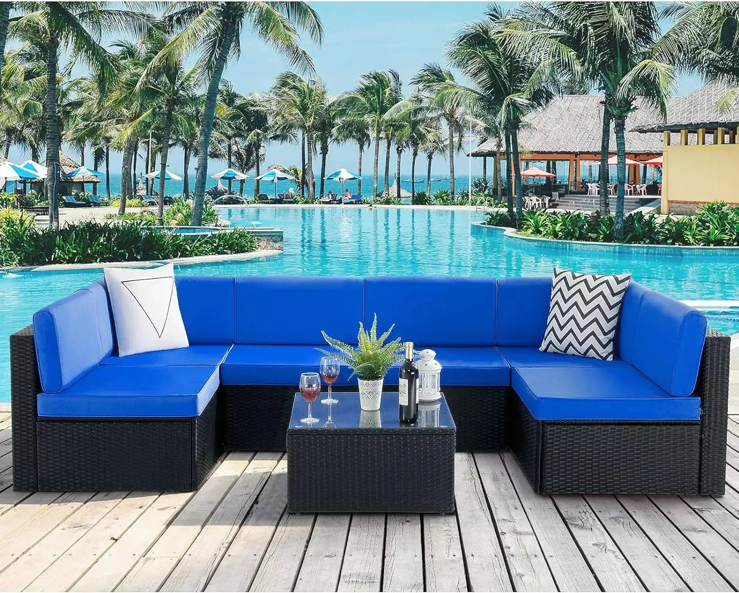 Vitesse 5 Pieces Patio Furniture Sets, Outdoor Sectional Sofa with Table - Image 42