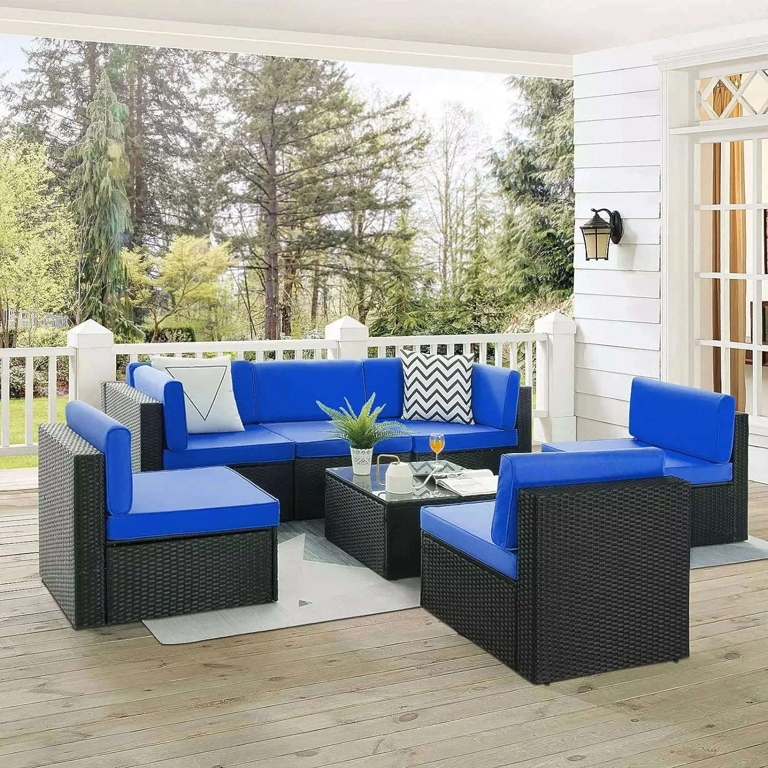 Vitesse 5 Pieces Patio Furniture Sets, Outdoor Sectional Sofa with Table - Image 44