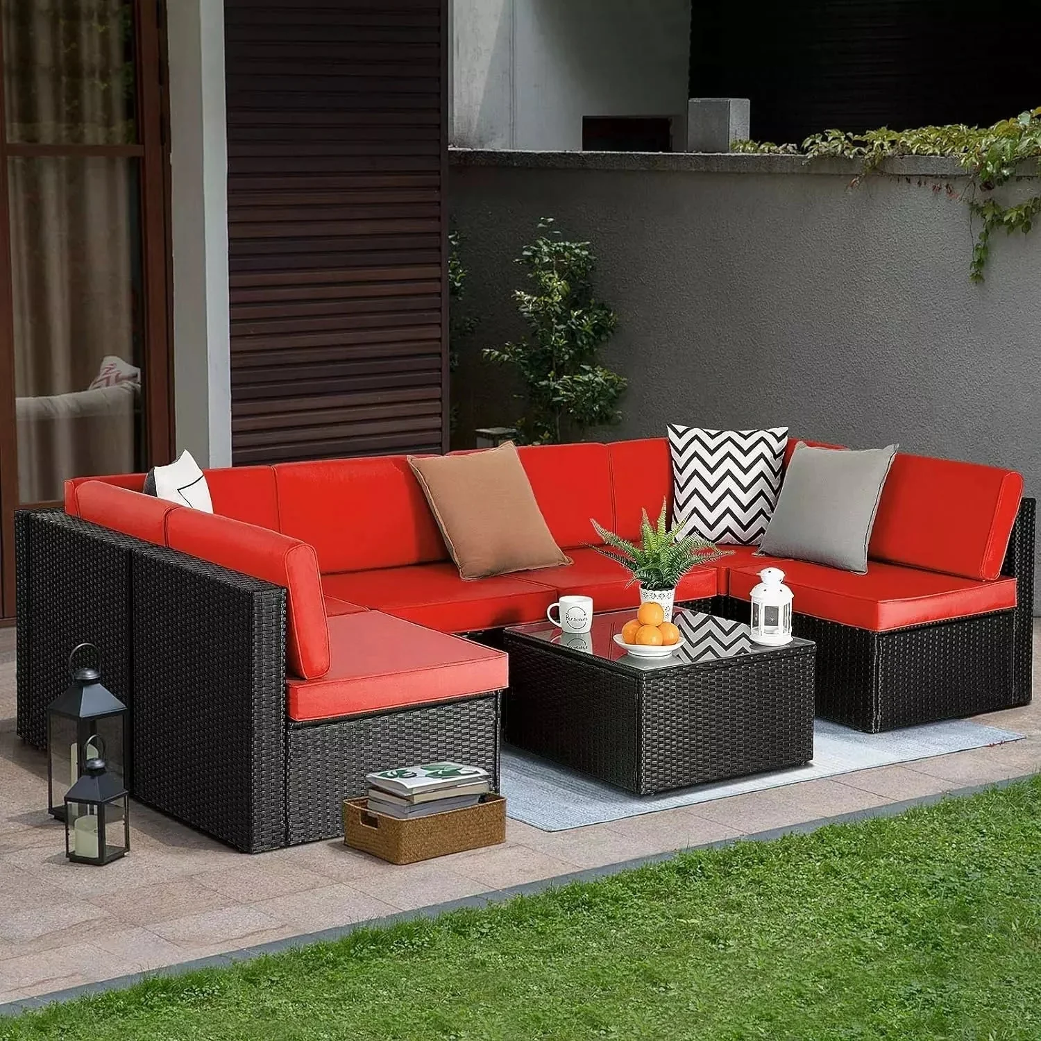 Vitesse 5 Pieces Patio Furniture Sets, Outdoor Sectional Sofa with Table - Image 47