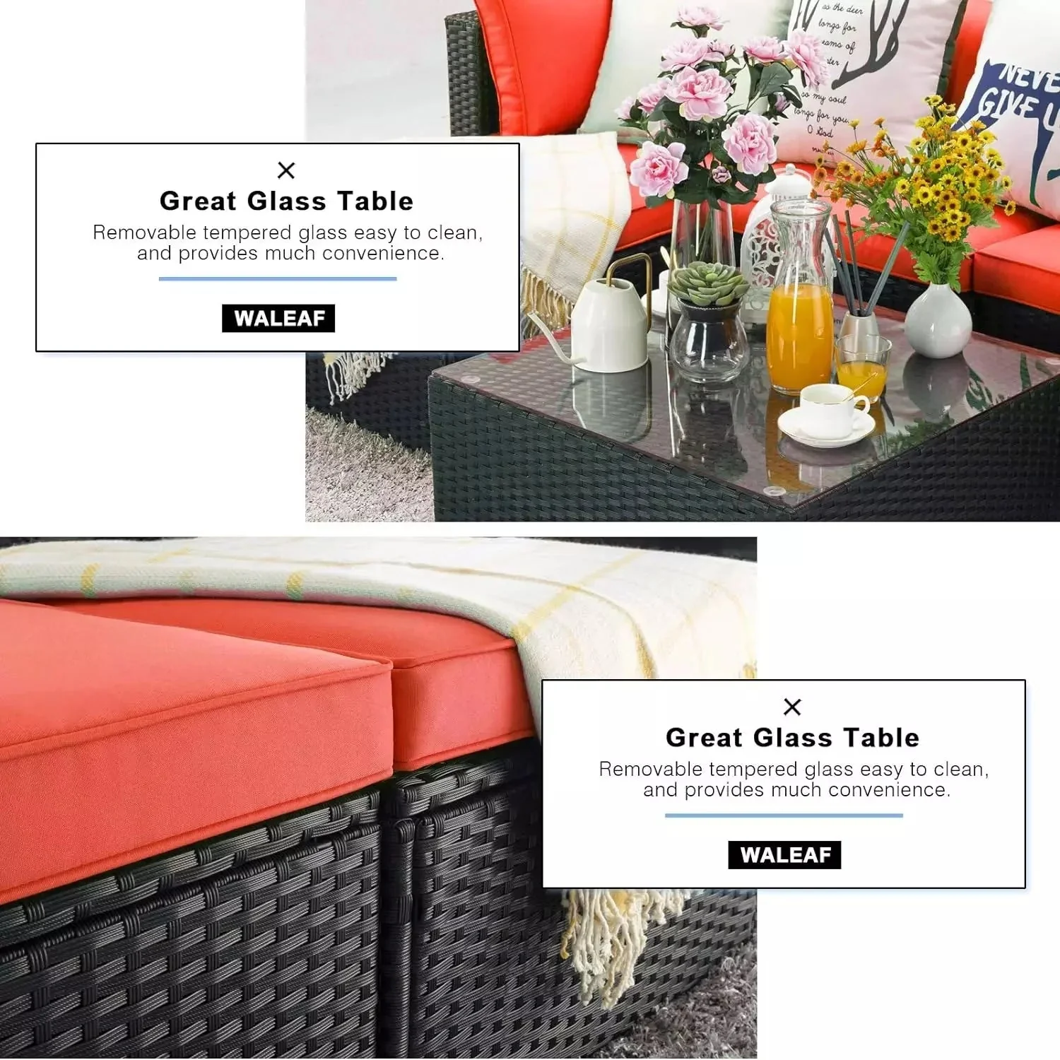 Vitesse 5 Pieces Patio Furniture Sets, Outdoor Sectional Sofa with Table - Image 48