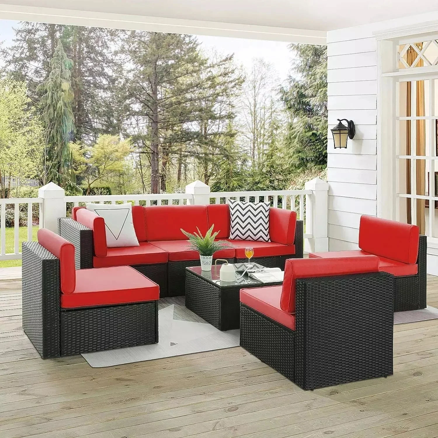 Vitesse 5 Pieces Patio Furniture Sets, Outdoor Sectional Sofa with Table - Image 52