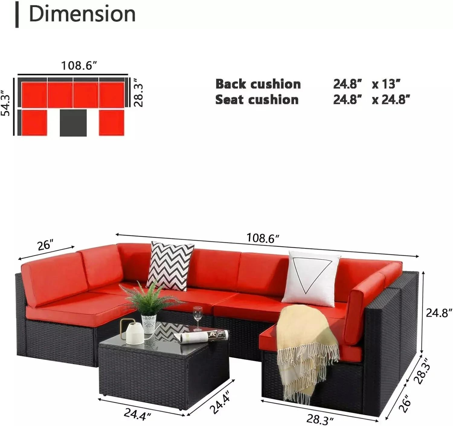 Vitesse 5 Pieces Patio Furniture Sets, Outdoor Sectional Sofa with Table - Image 54