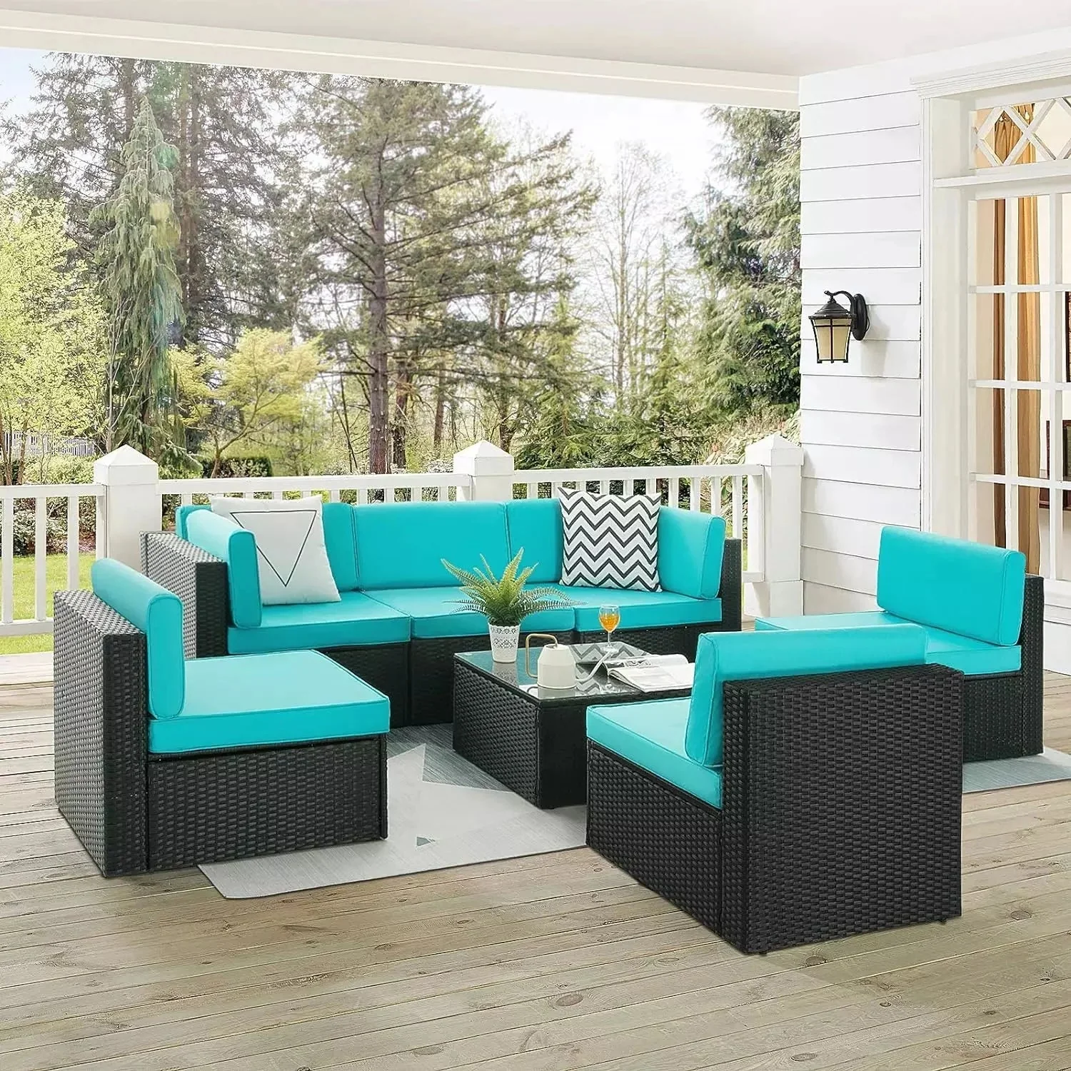 Vitesse 5 Pieces Patio Furniture Sets, Outdoor Sectional Sofa with Table - Image 60