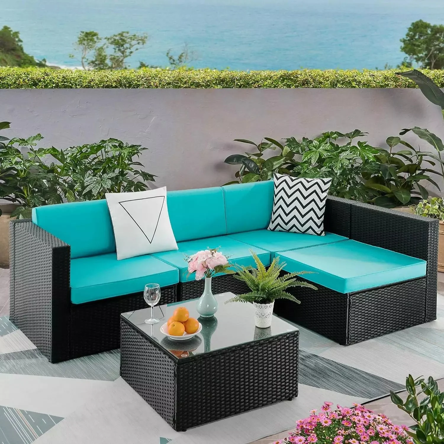 Vitesse 5 Pieces Patio Furniture Sets, Outdoor Sectional Sofa with Table PF02 - Image 24