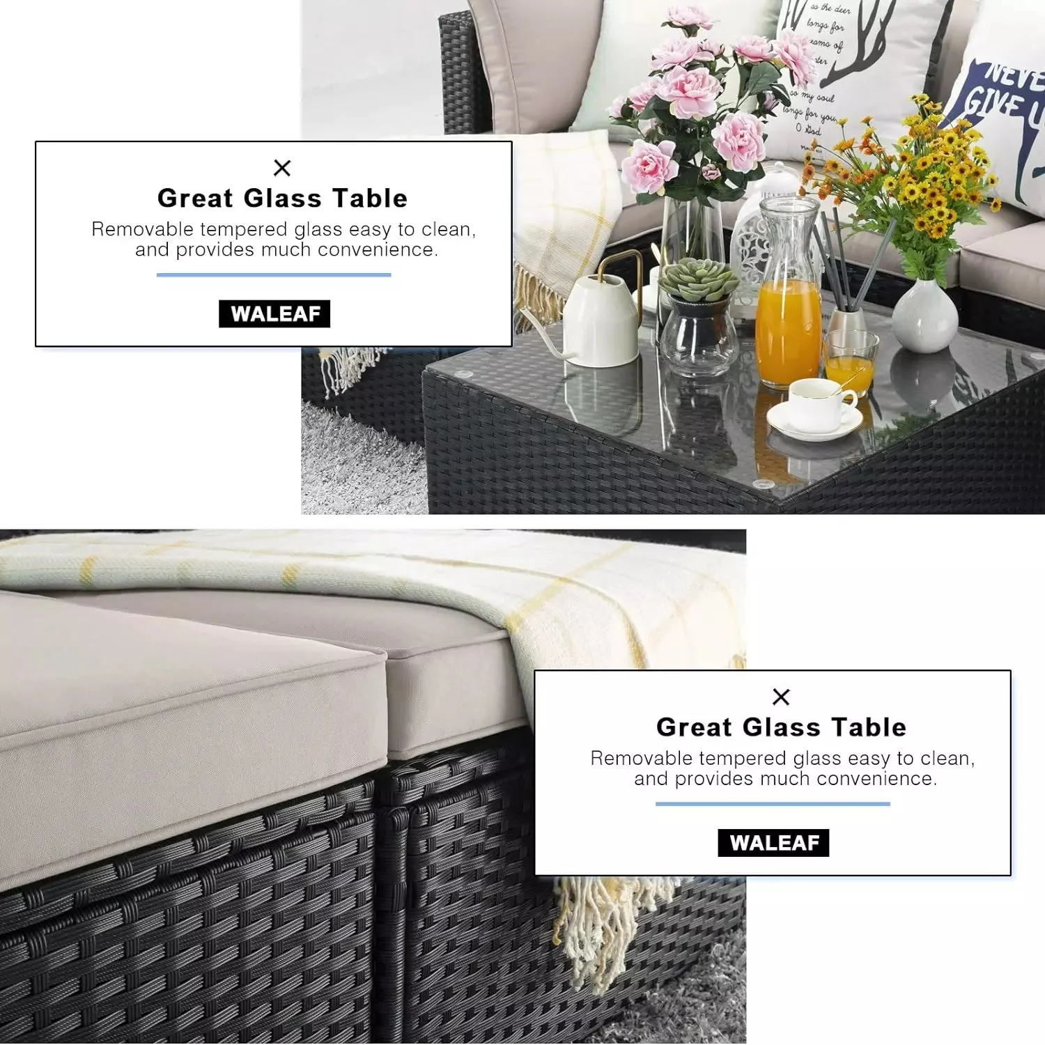 Vitesse 5 Pieces Patio Furniture Sets, Outdoor Sectional Sofa with Table PF02 - Image 3