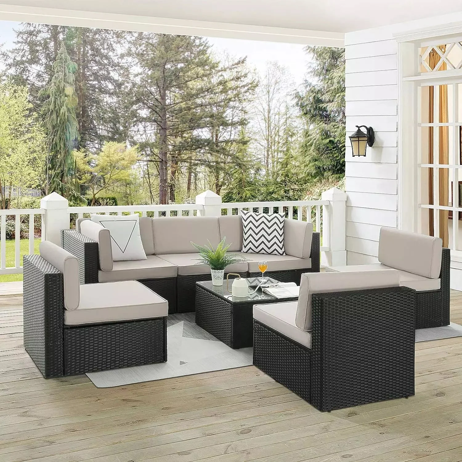Vitesse 5 Pieces Patio Furniture Sets, Outdoor Sectional Sofa with Table PF02 - Image 36