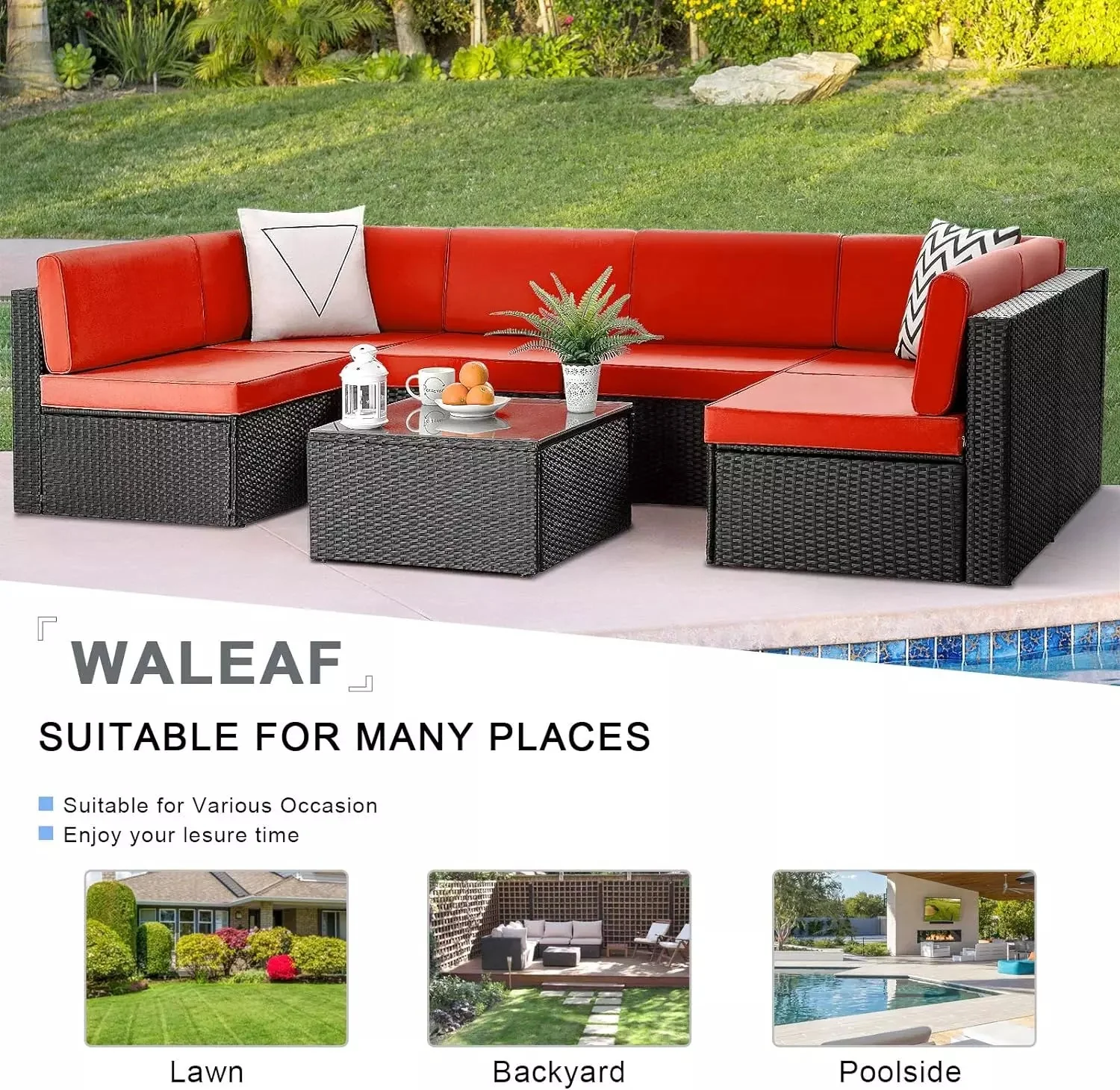 Vitesse 5 Pieces Patio Furniture Sets, Outdoor Sectional Sofa with Table PF02 - Image 51