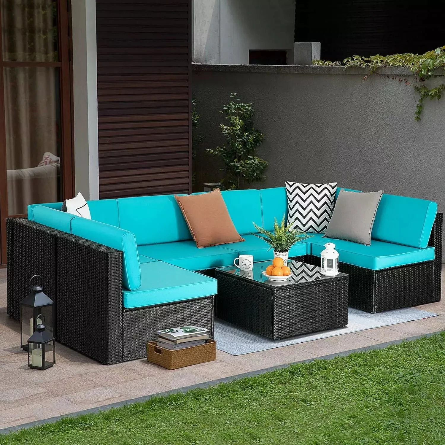 Vitesse 5 Pieces Patio Furniture Sets, Outdoor Sectional Sofa with Table PF02 - Image 55