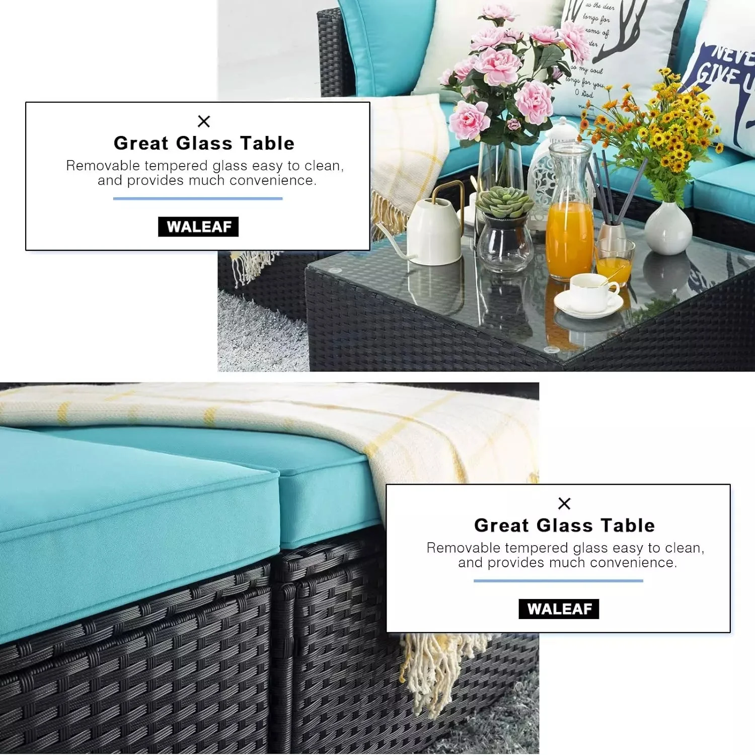 Vitesse 5 Pieces Patio Furniture Sets, Outdoor Sectional Sofa with Table PF02 - Image 56