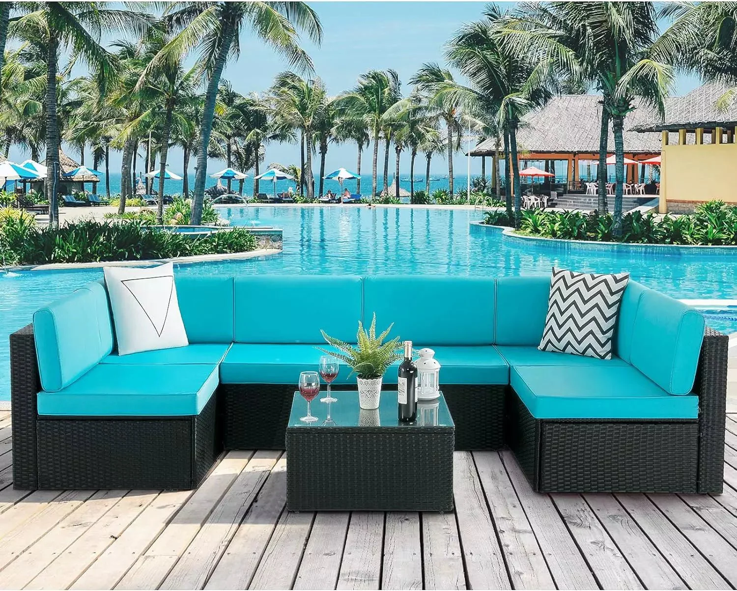 Vitesse 5 Pieces Patio Furniture Sets, Outdoor Sectional Sofa with Table PF02 - Image 58