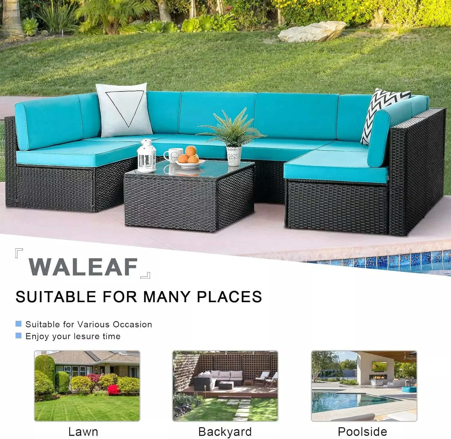 Vitesse 5 Pieces Patio Furniture Sets, Outdoor Sectional Sofa with Table PF02 - Image 59