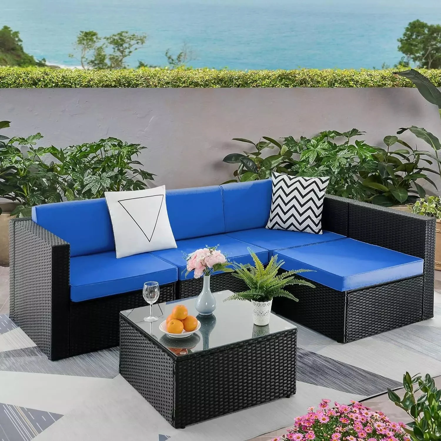 Vitesse 5 Pieces Patio Furniture Sets, Outdoor Sectional Sofa with Table PF02 - Image 8