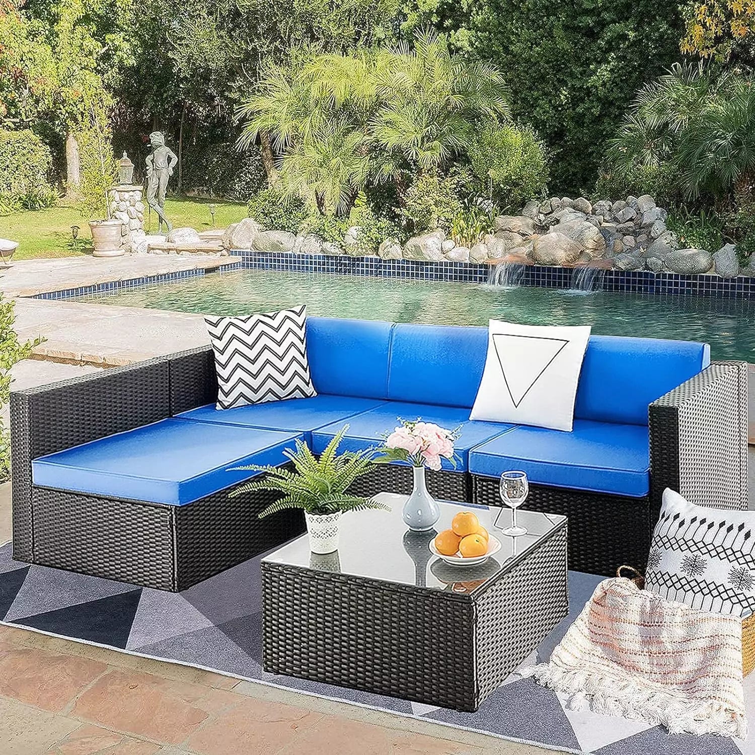 Vitesse 5 Pieces Patio Furniture Sets, Outdoor Sectional Sofa with Table PF02 - Image 9