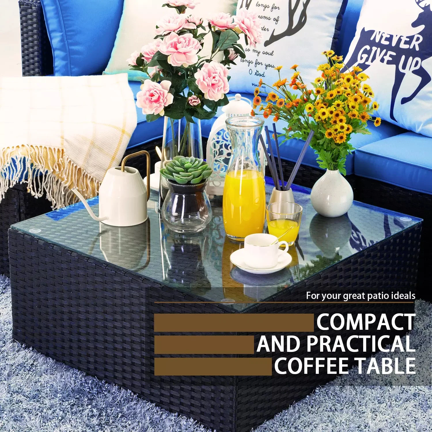 Vitesse 5 Pieces L Shaped Modular Patio Furniture Sets with Ottoman PF01 - Image 13