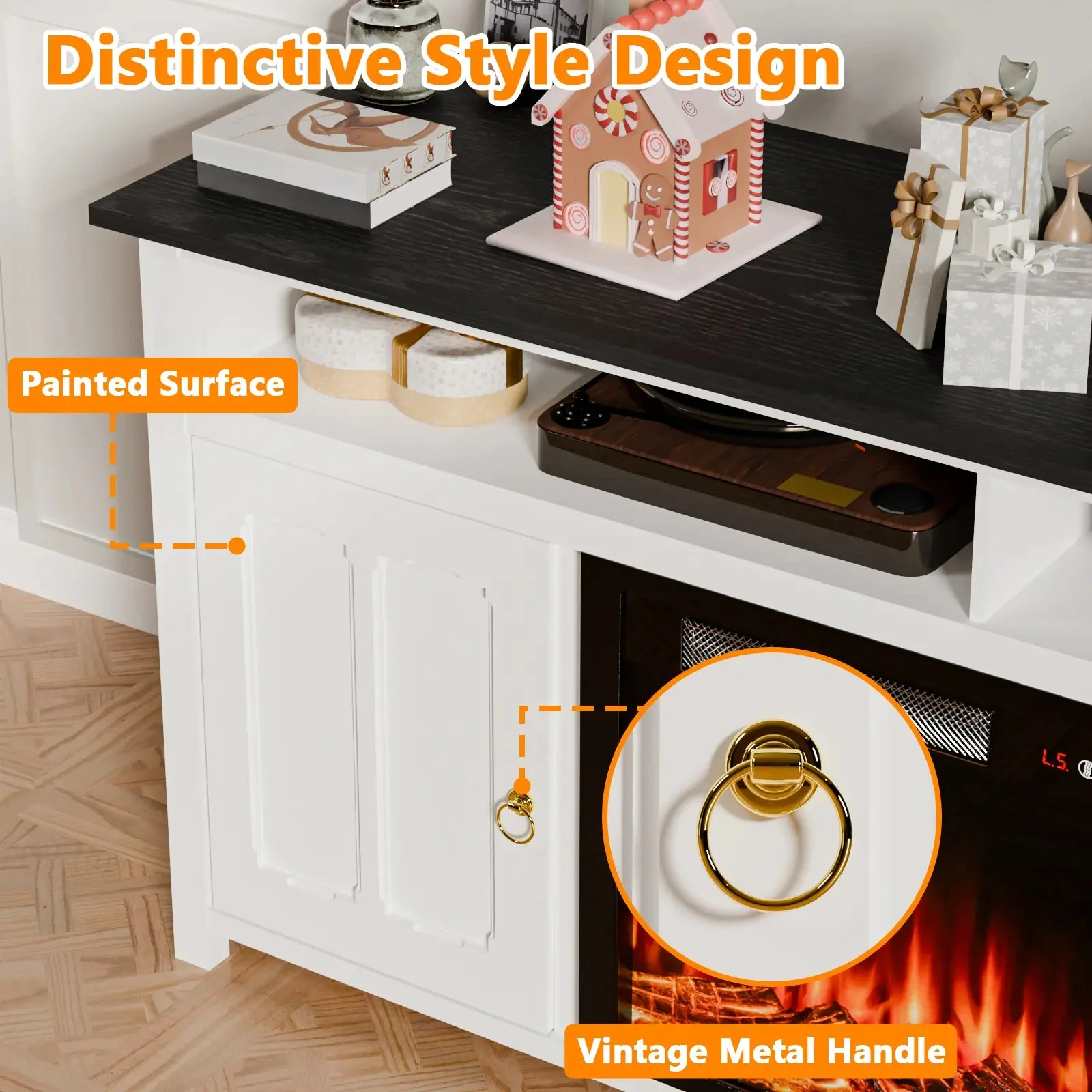 Vitesse 58" Fireplace TV Stand for TVs up to 65", Entertainment Center with 23" Electric Fireplace - Image 3