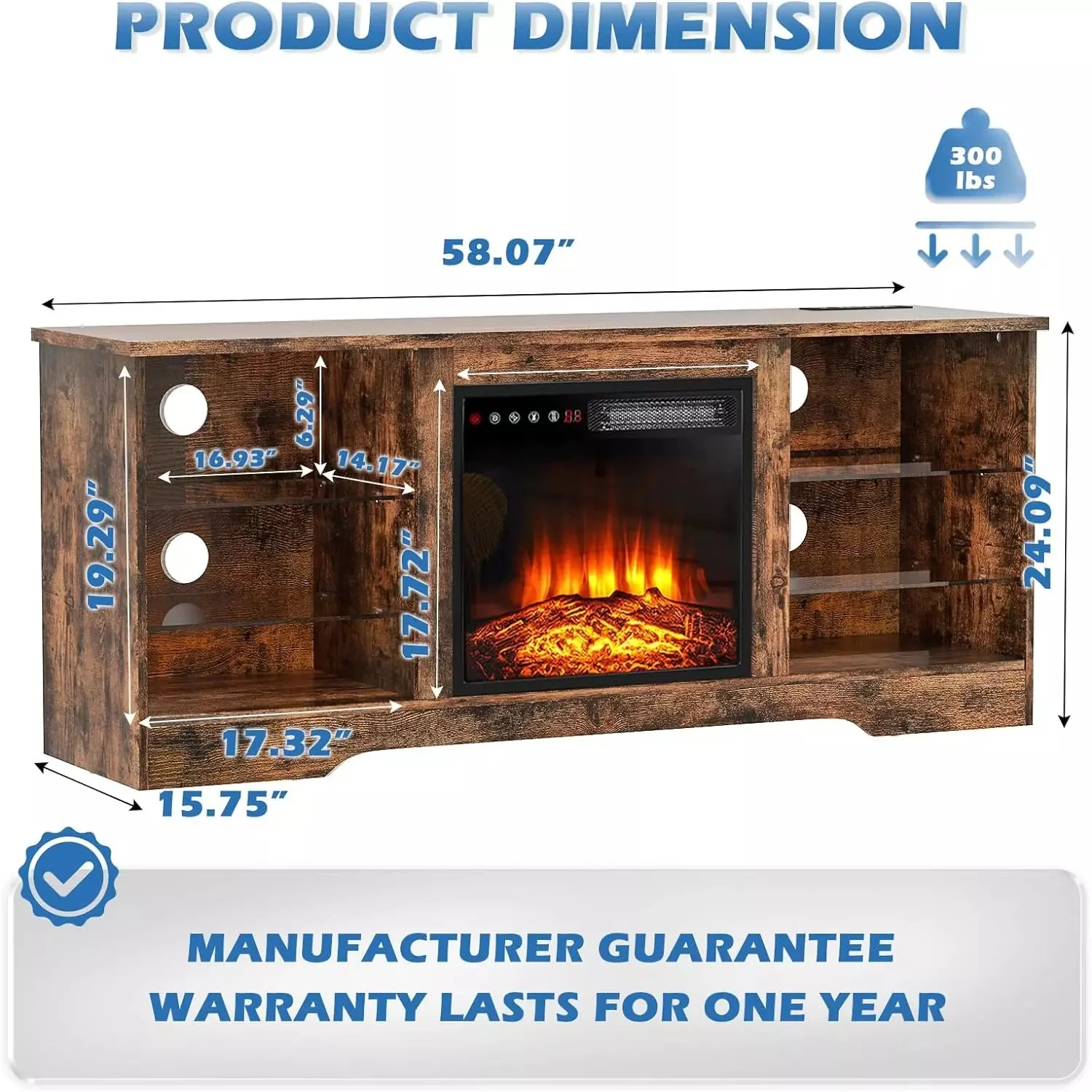 Vitesse 58 Inches Fireplace TV Stand with 18''Fireplace - Image 14