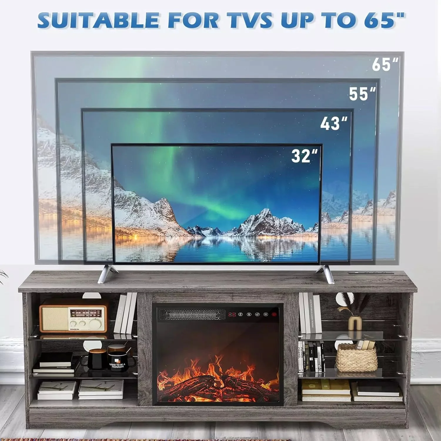 Vitesse 58 Inches Fireplace TV Stand with 18''Fireplace - Image 17