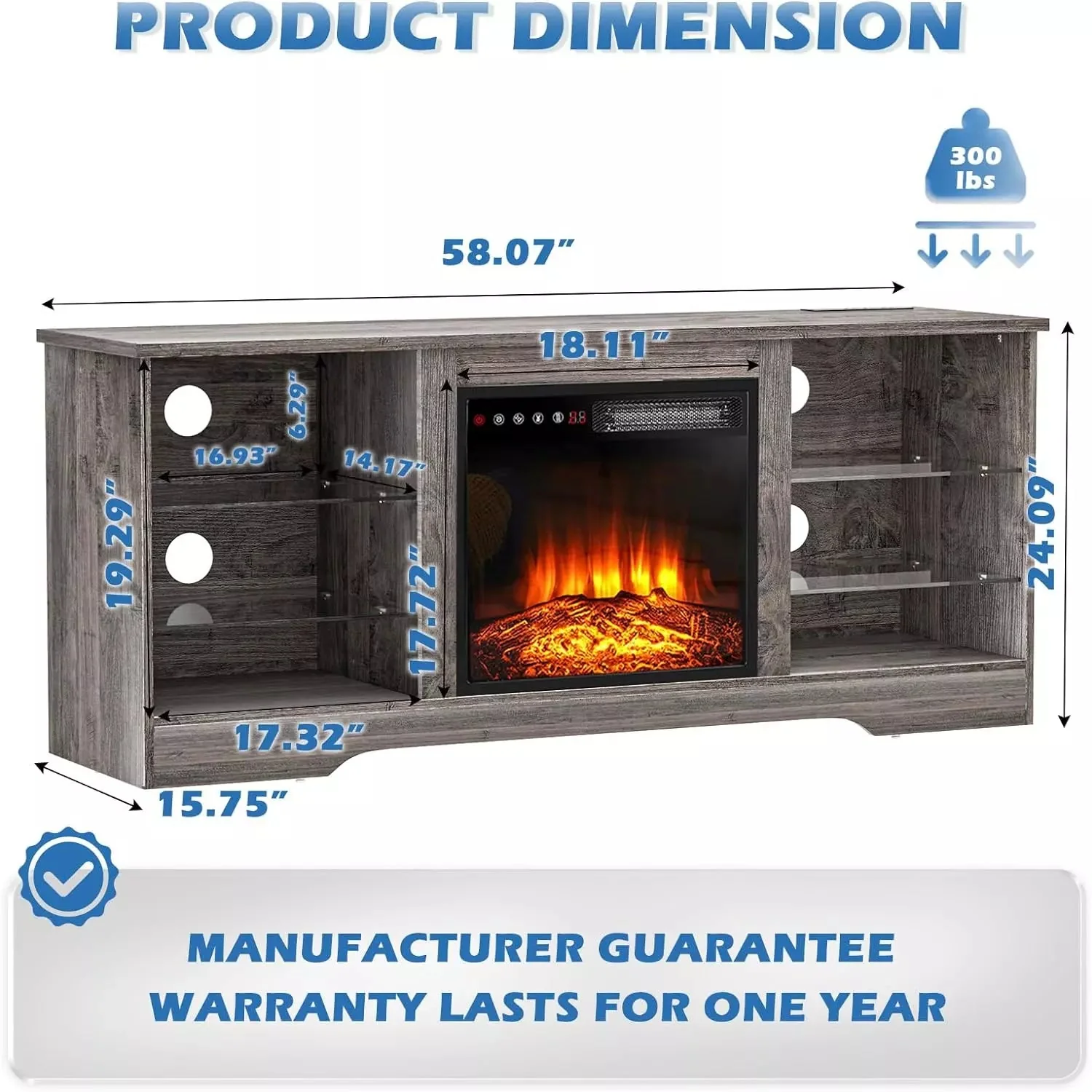 Vitesse 58 Inches Fireplace TV Stand with 18''Fireplace - Image 21
