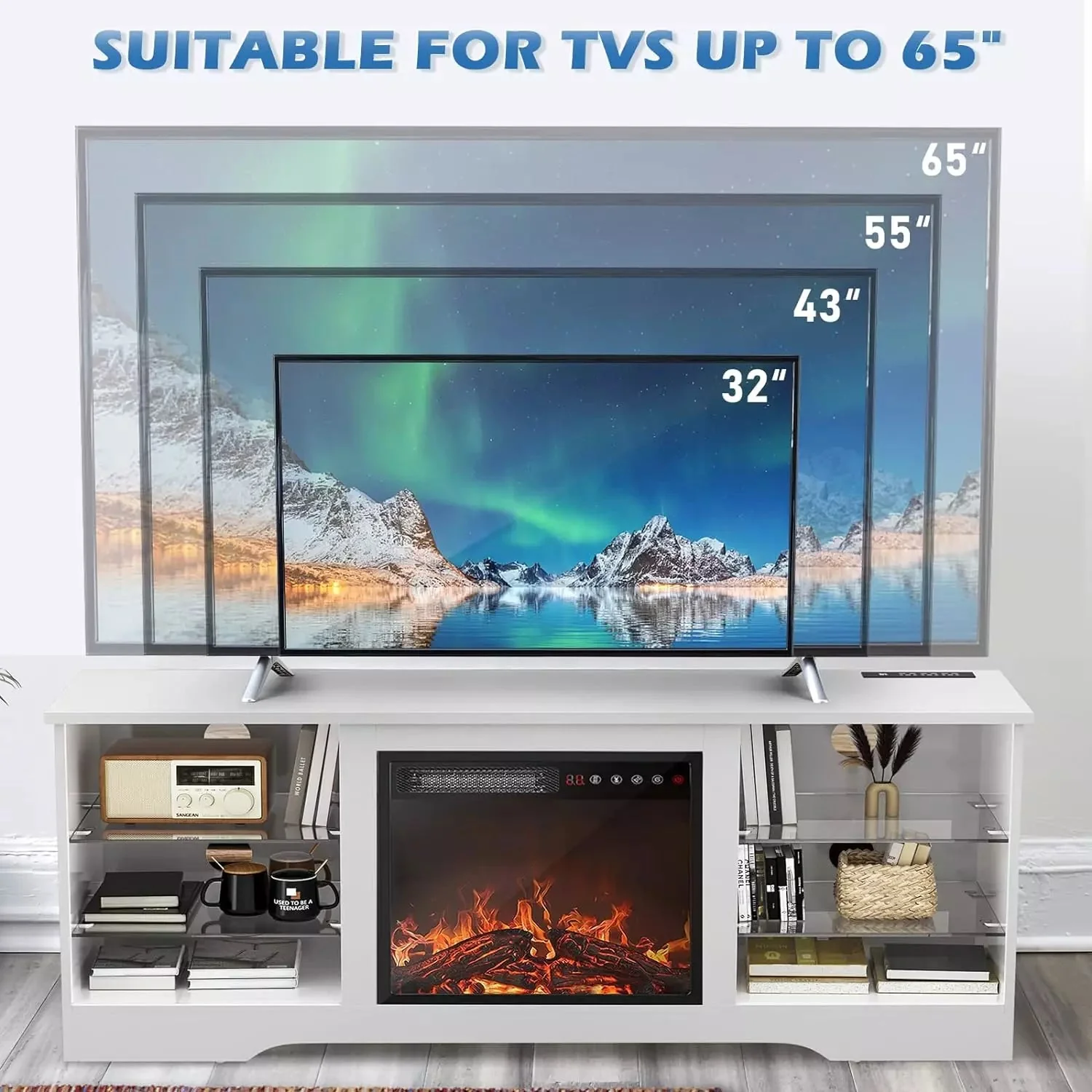 Vitesse 58 Inches Fireplace TV Stand with 18''Fireplace - Image 24