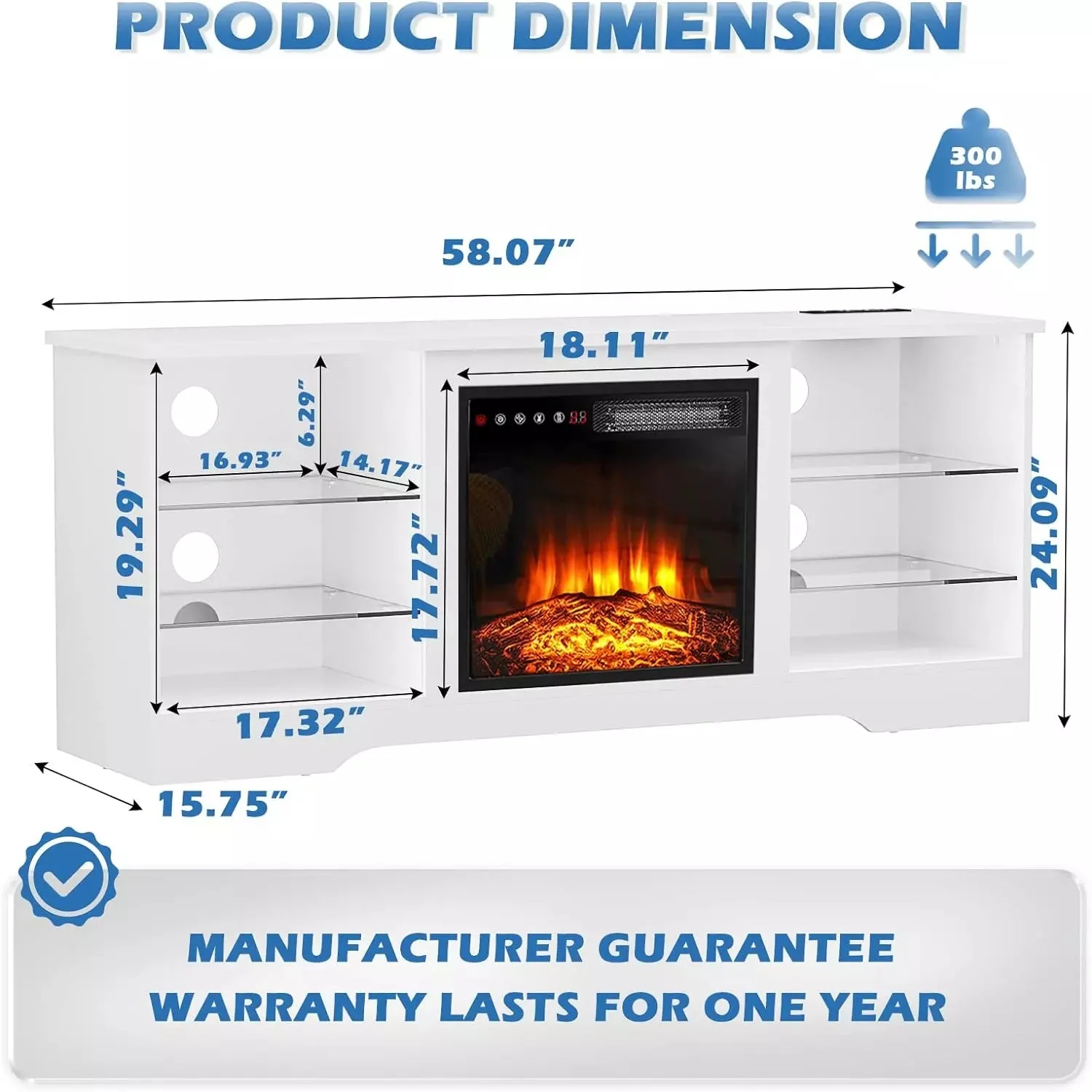 Vitesse 58 Inches Fireplace TV Stand with 18''Fireplace - Image 28