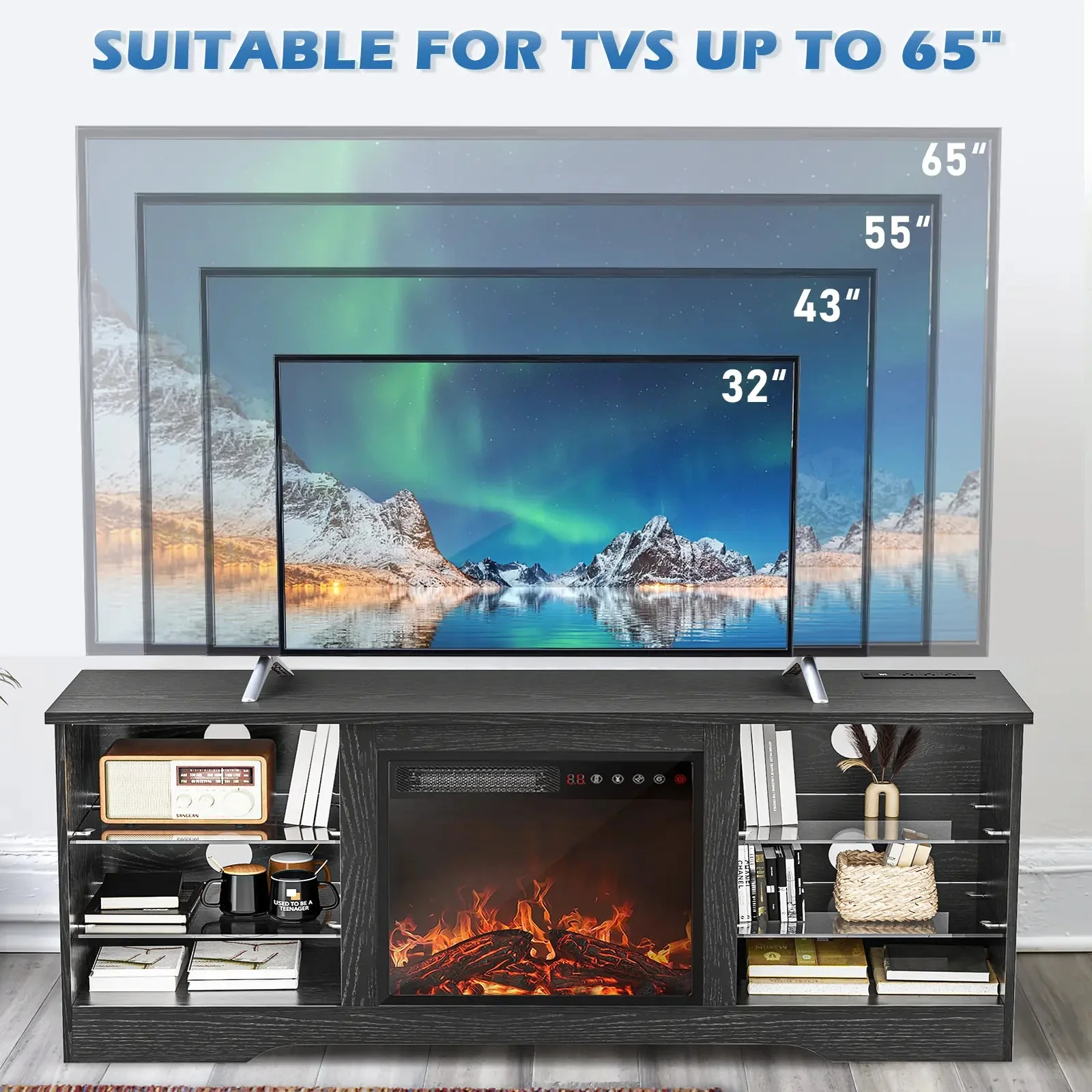 Vitesse 58 Inches Fireplace TV Stand with 18''Fireplace - Image 31