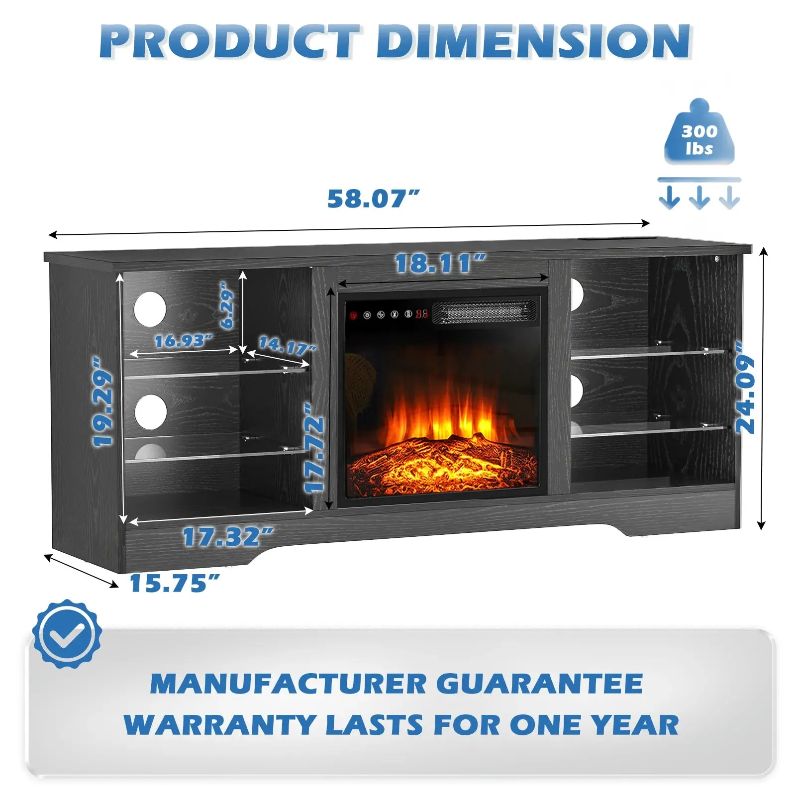 Vitesse 58 Inches Fireplace TV Stand with 18''Fireplace - Image 34