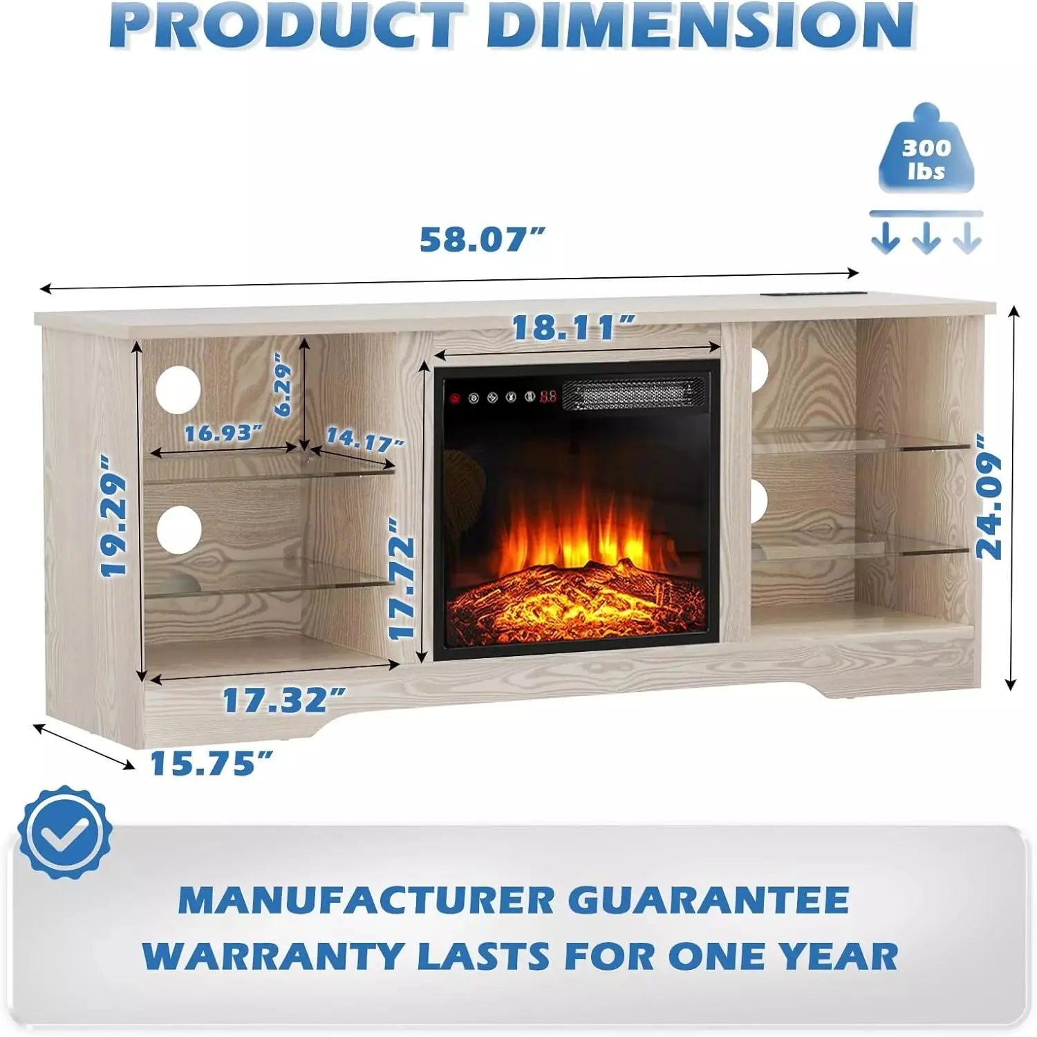 Vitesse 58 Inches Fireplace TV Stand with 18''Fireplace - Image 7