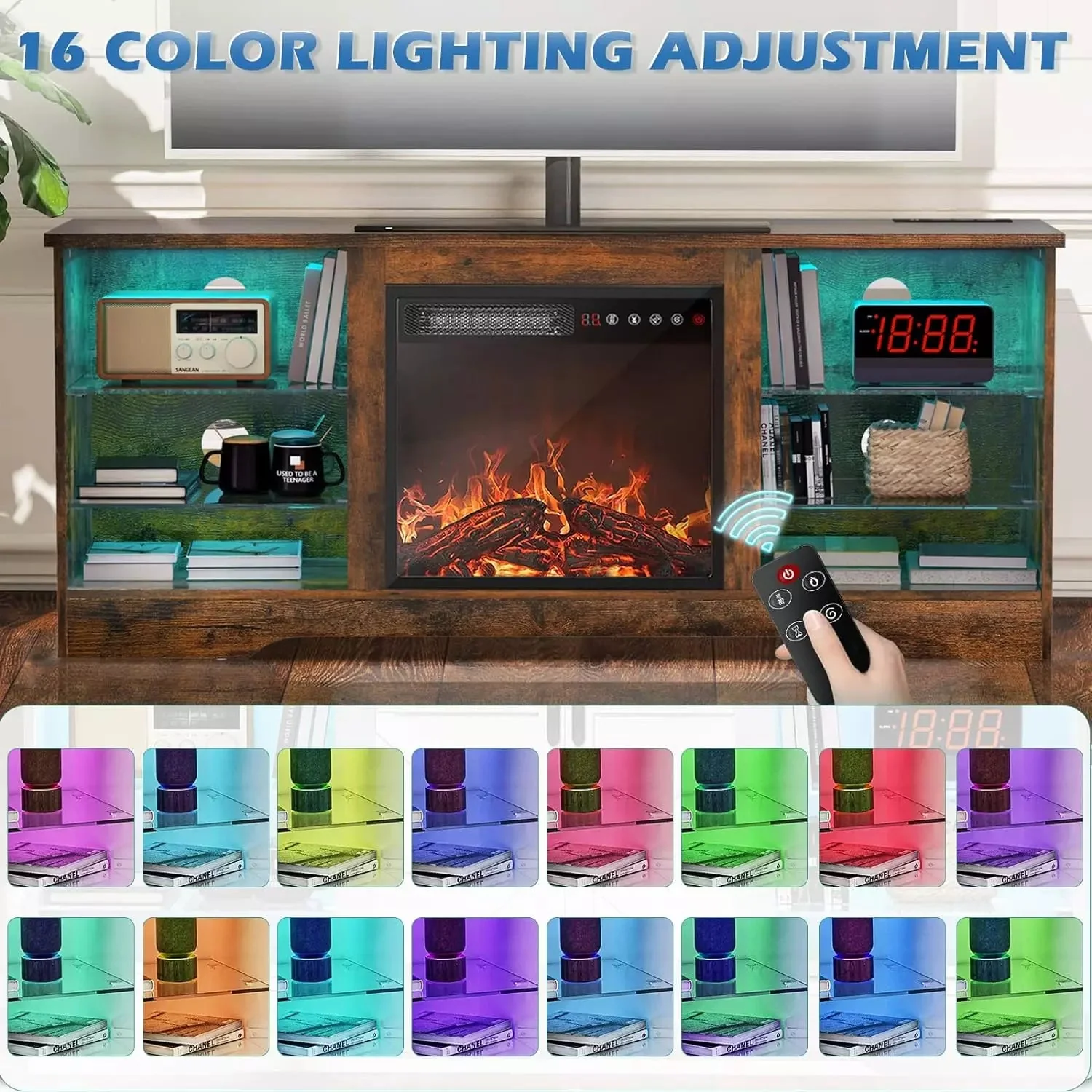 Vitesse 58 Inches Fireplace TV Stand for TVs up to 65 Inches Console with 18'' Electric Fireplace - Image 12