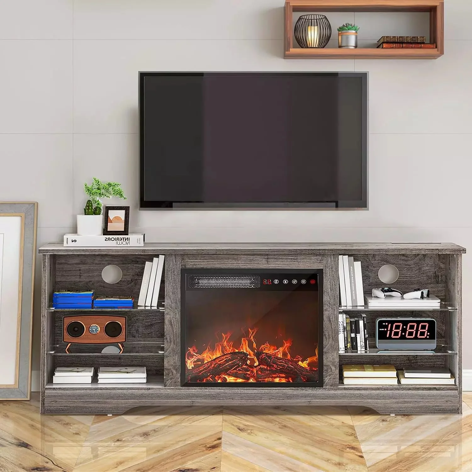 Vitesse 58 Inches Fireplace TV Stand for TVs up to 65 Inches Console with 18'' Electric Fireplace - Image 16
