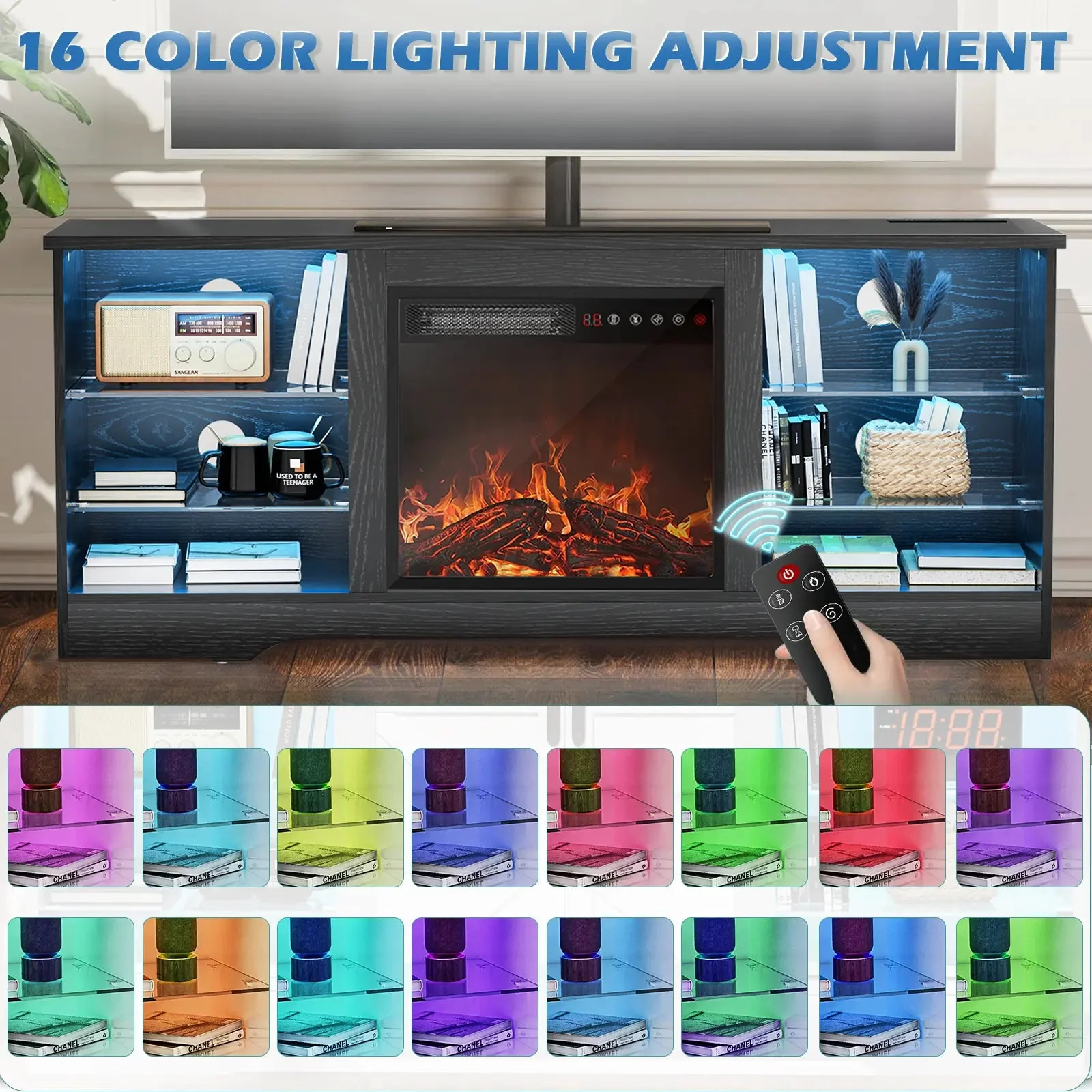 Vitesse 58 Inches Fireplace TV Stand for TVs up to 65 Inches Console with 18'' Electric Fireplace - Image 32