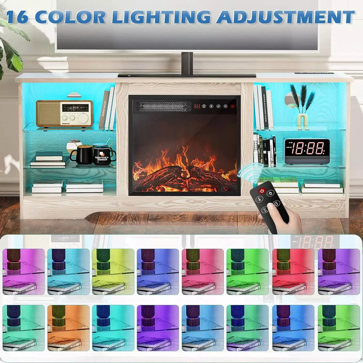 Vitesse 58 Inches Fireplace TV Stand for TVs up to 65 Inches Console with 18'' Electric Fireplace - Image 5