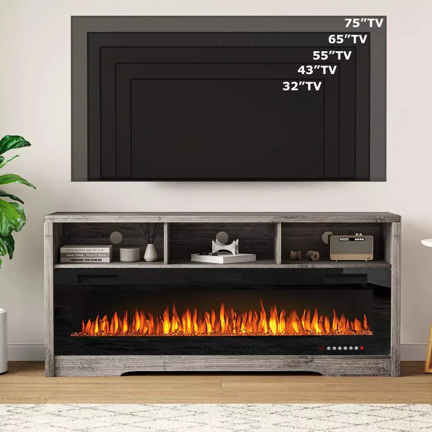 Vitesse 65 inches Fireplace TV Stand for TVs Up to 75" TV with 60" Electric Fireplace - Image 11
