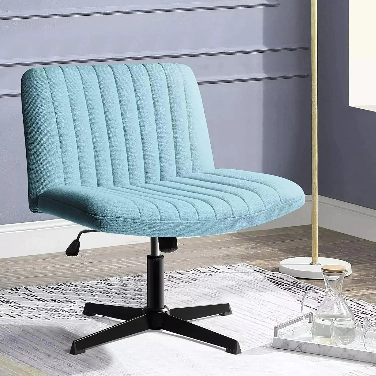 VITESSE Armless Swivel Office Chair, Height Adjustable Wide Seat Vanity Chair OFC06 - Image 15