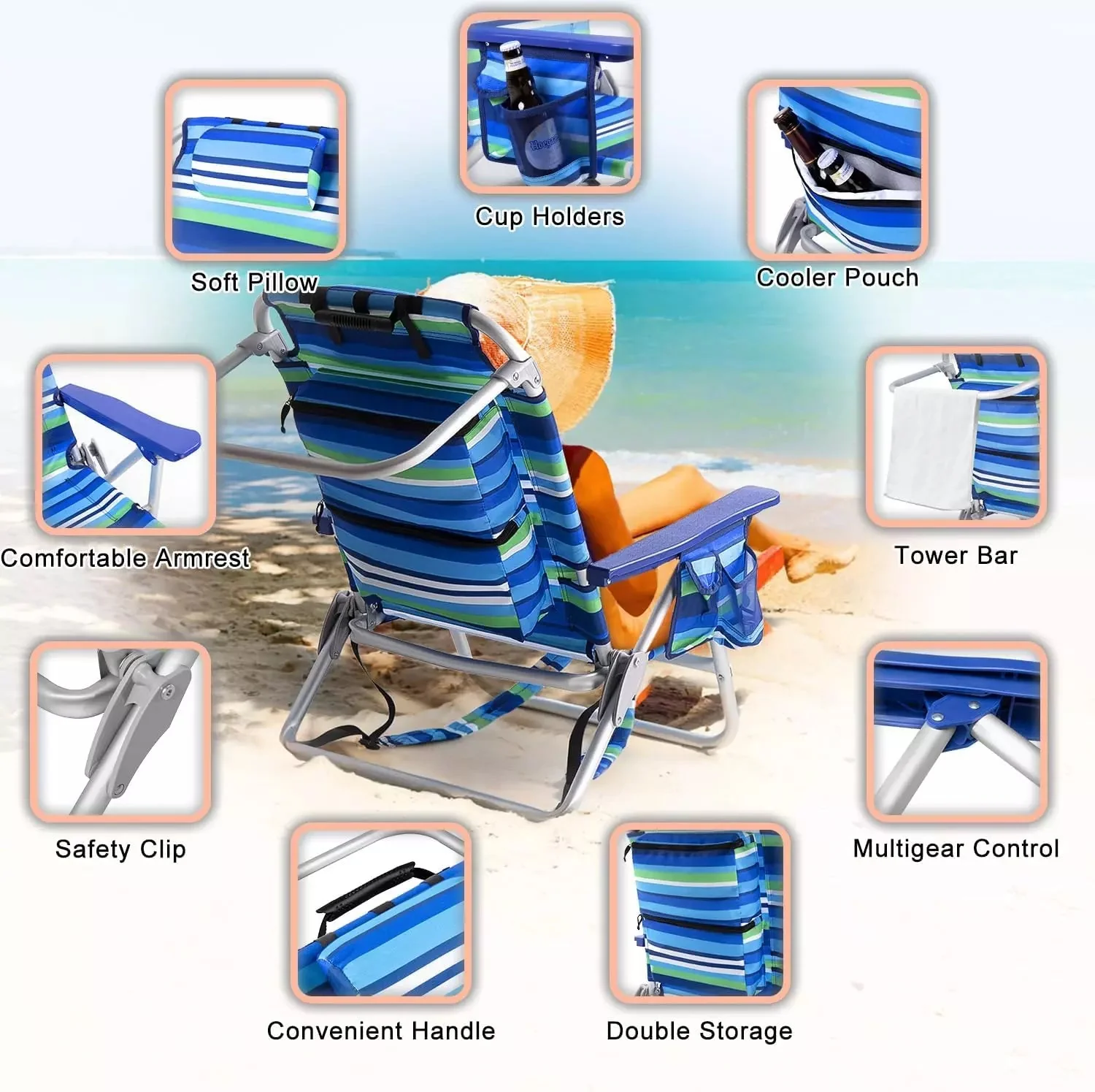 Bossin Backpack Beach Chairs for Adults,Camping Chairs - Image 73