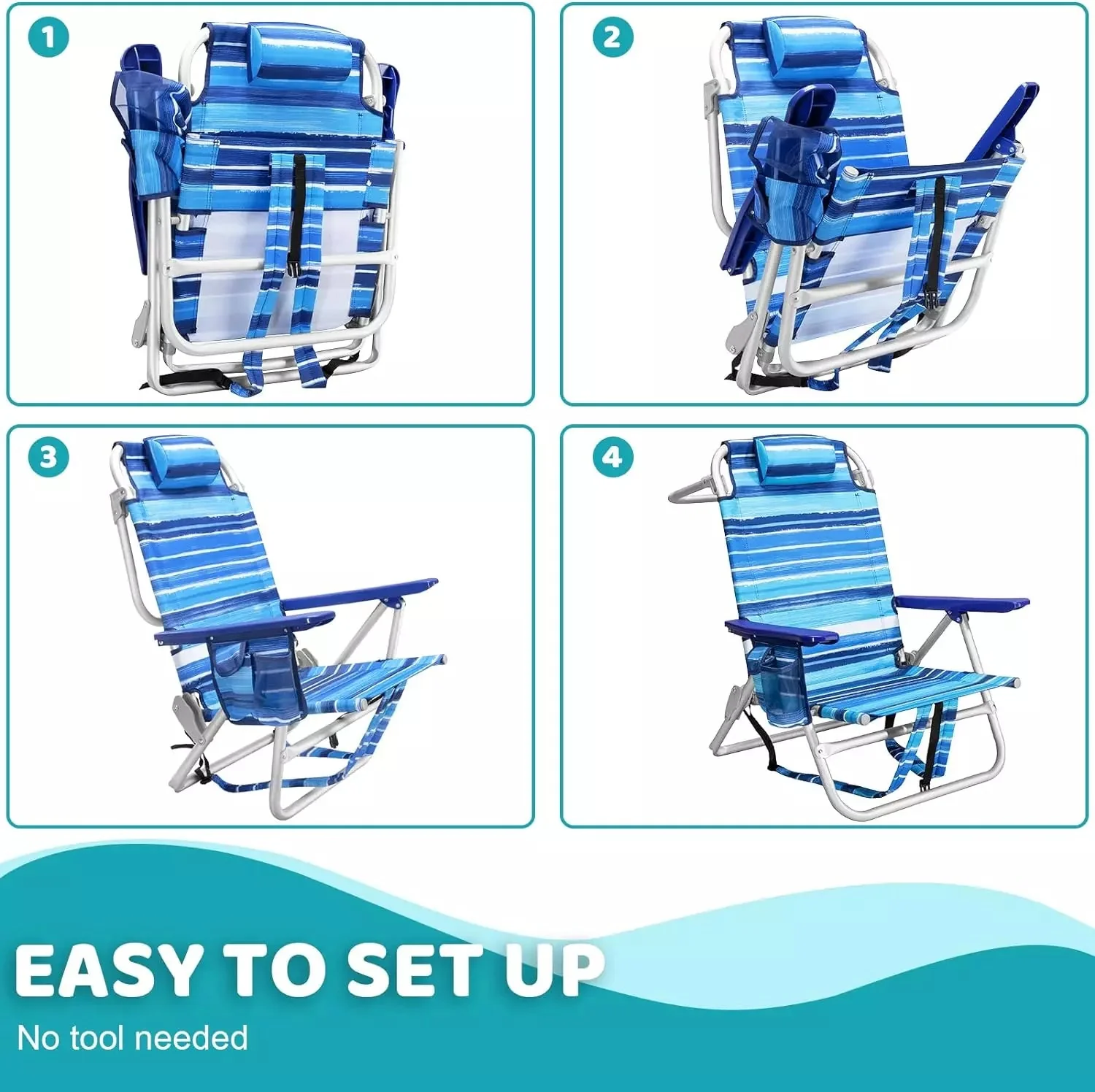 VITESSE Backpack Beach Chairs for Adults,Camping Chairs with Headrest - Image 10