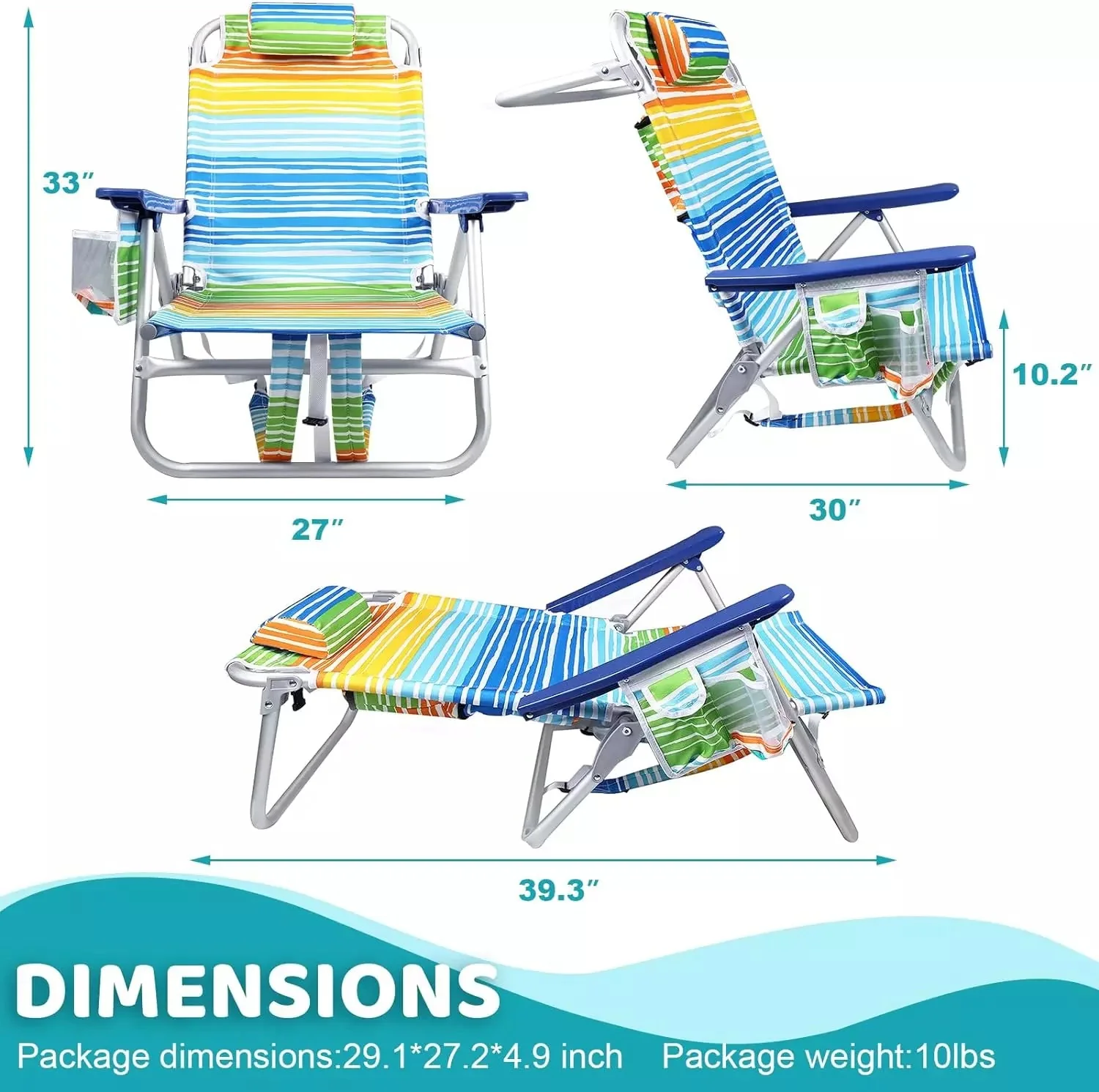 VITESSE Backpack Beach Chairs for Adults,Camping Chairs with Headrest - Image 14