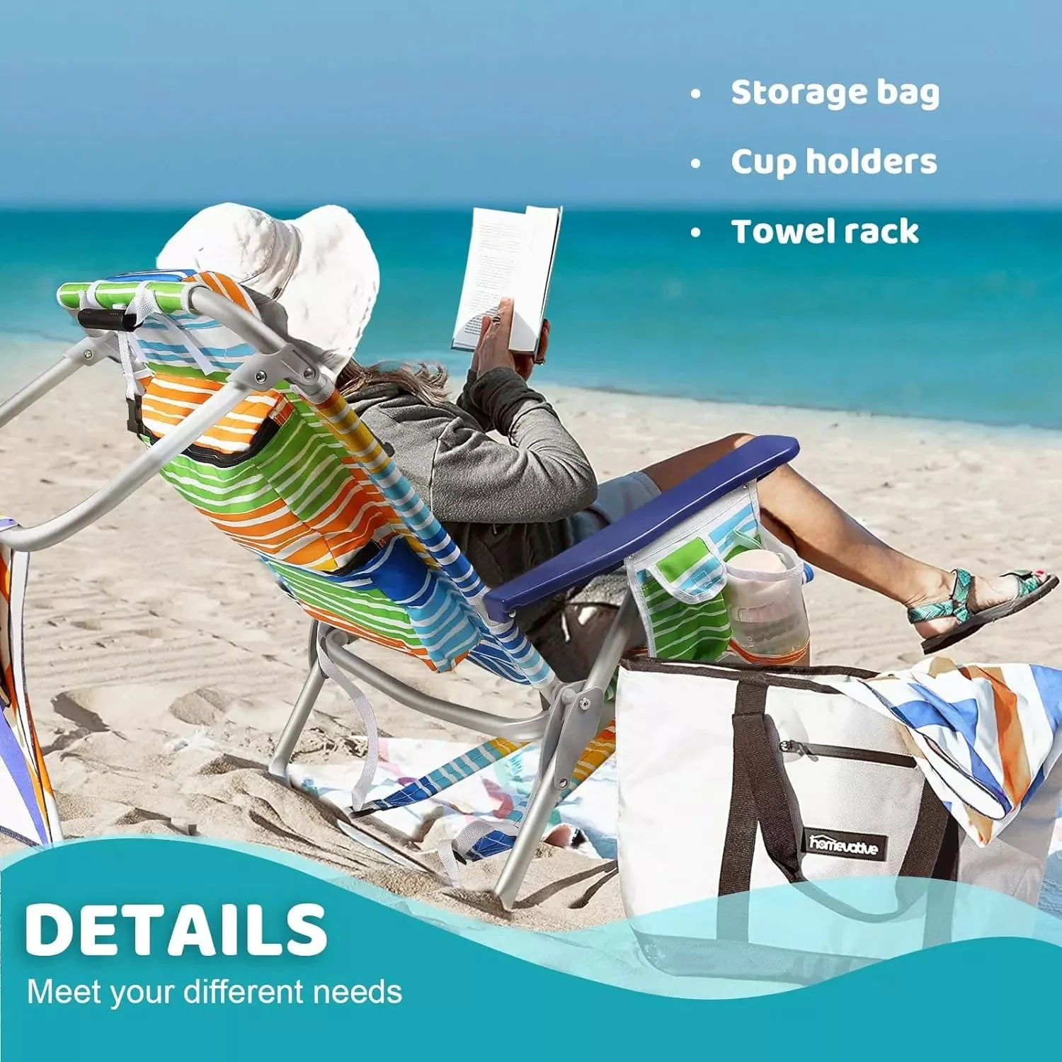 VITESSE Backpack Beach Chairs for Adults,Camping Chairs with Headrest - Image 17