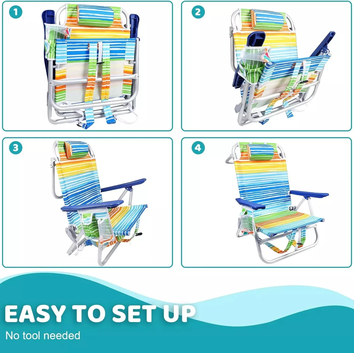 VITESSE Backpack Beach Chairs for Adults,Camping Chairs with Headrest - Image 20
