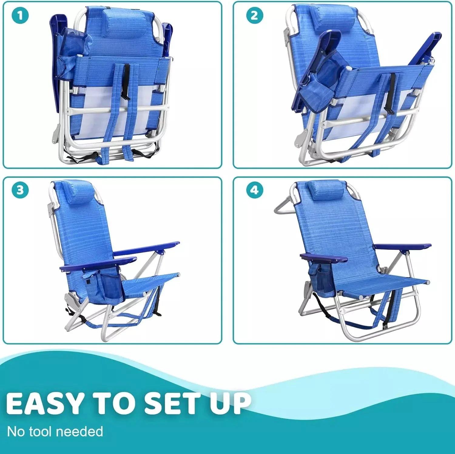 VITESSE Backpack Beach Chairs for Adults,Camping Chairs with Headrest - Image 40