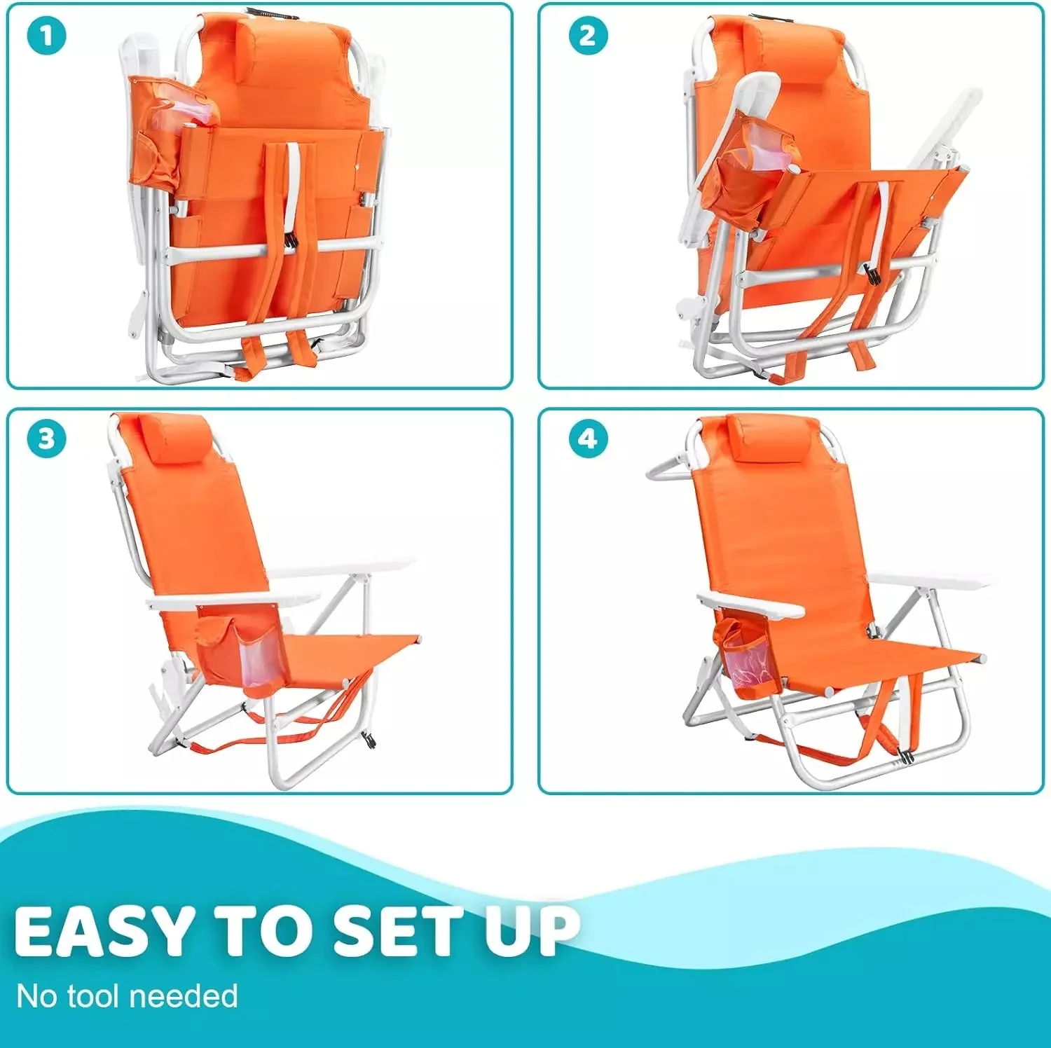 VITESSE Backpack Beach Chairs for Adults,Camping Chairs with Headrest - Image 50