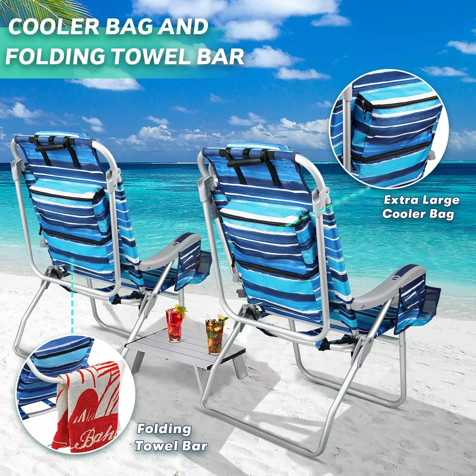 VITESSE Backpack Beach Chairs for Adults,Camping Chairs with Headrest - Image 55